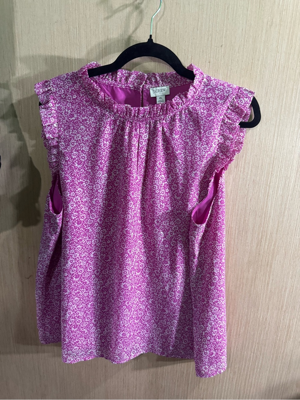 J. Crew Pink Floral Ruffle-Sleeve Blouse
